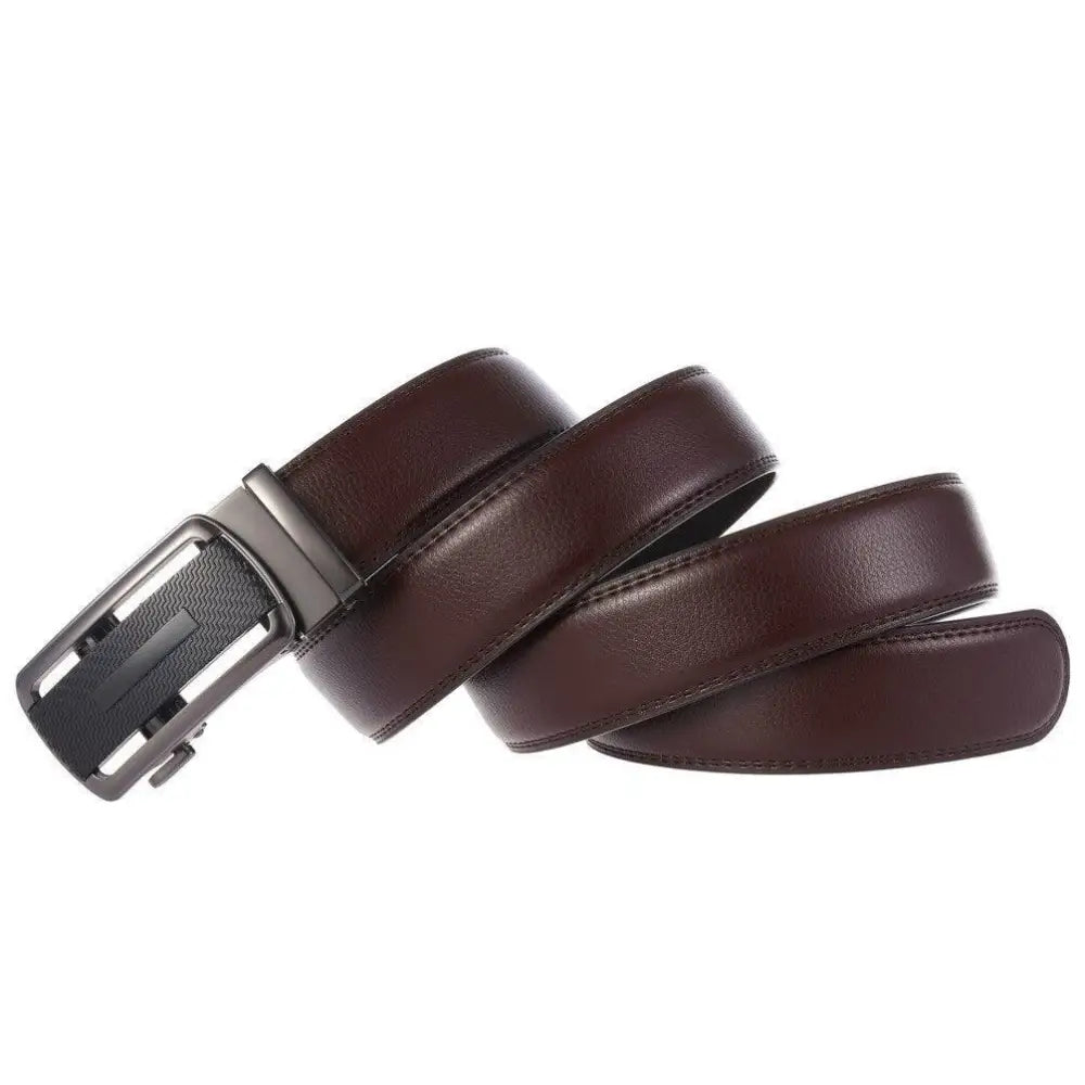 Brown leather suit belt with black buckle from Kovacs Suit Belt Set