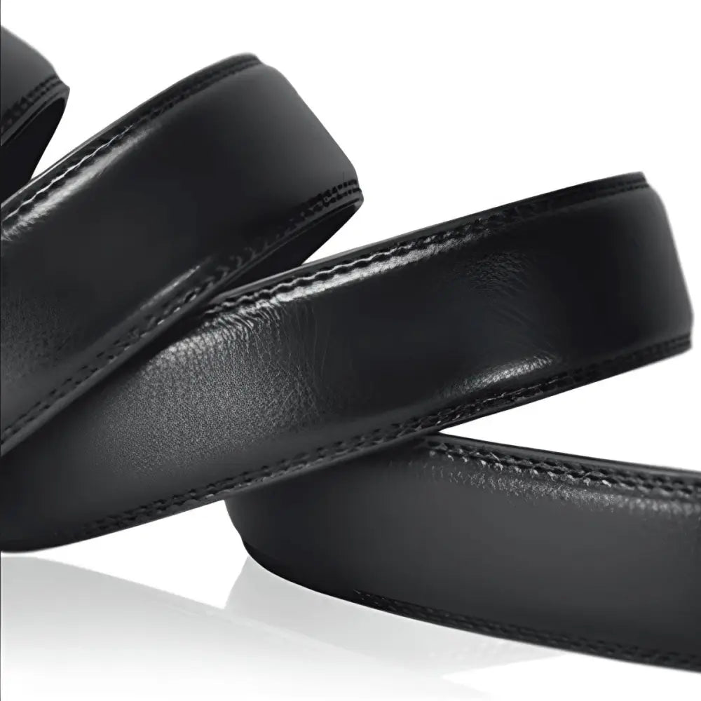 Black leather kovacs suit belt from the Kovacs Suit Belt Set with ratchet closure
