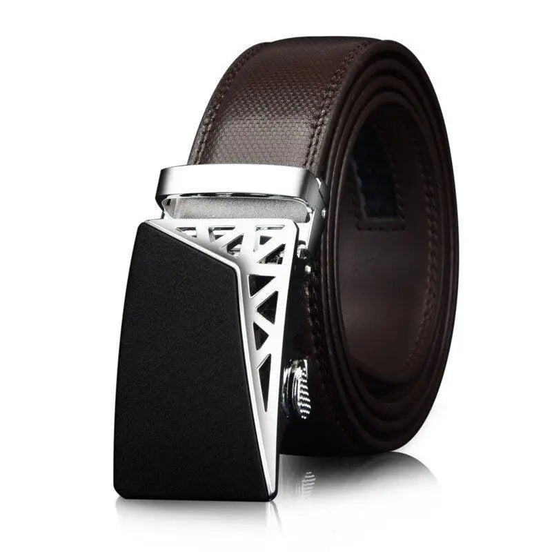 Murtaz Belt genuine leather suit belt with silver and black buckle for sophisticated style