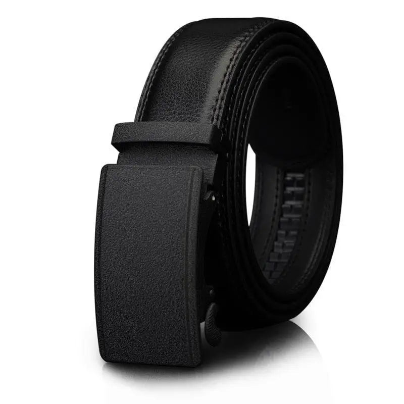 Black leather ratchet belt with automatic buckle for men, Rouben Men’s Leather product