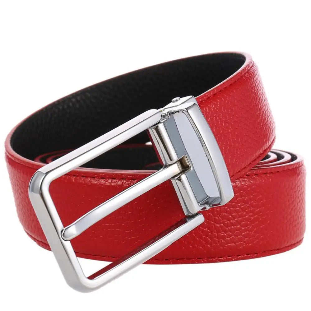 Red leather Sabah belt with silver buckle for stylish accessories