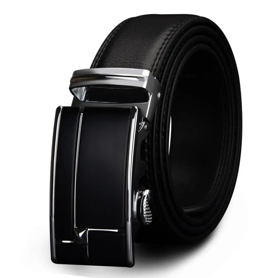 Black leather suit belt with silver buckle for men, premium cuir pour homme en cuir en cuir pour homme