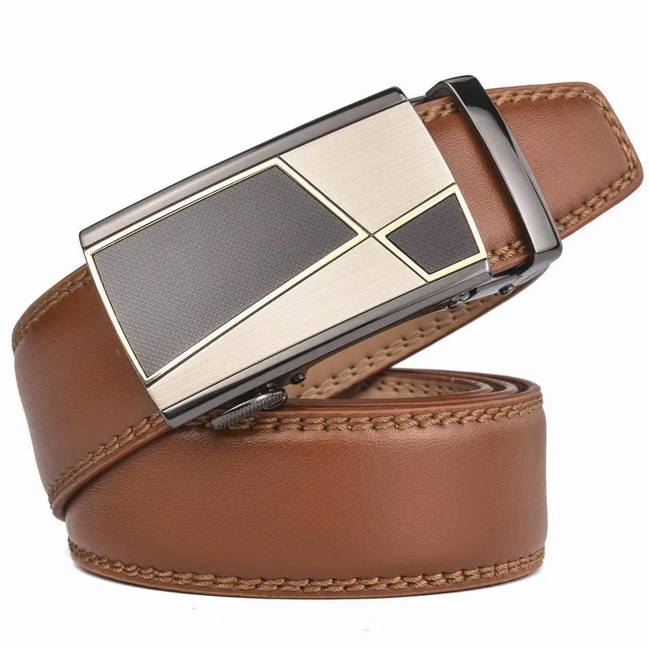 Thucer Belt with modern geometric buckle, perfect suit belt or casual wear accessory