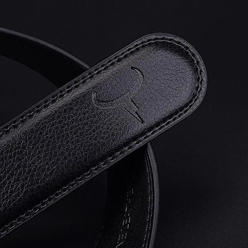 Black leather belt loop displayed with Men’s Black V-Neck Sweater and Leather Belts