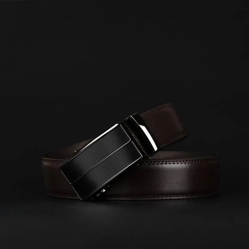 Brown leather belt with black buckle from Leather Belts with Metal or Black Buckles collection