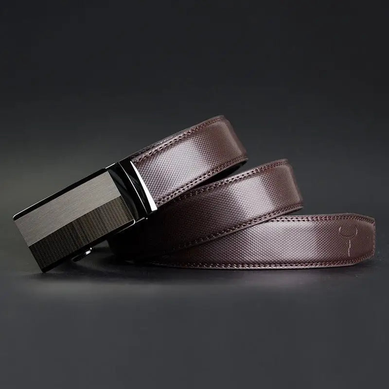 Zura Belt with sleek design black leather suit belt and silver buckle