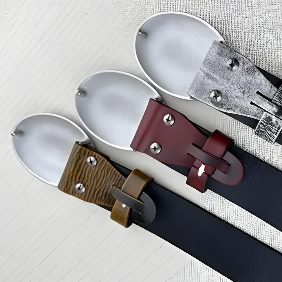 Tiwa Belt Set with Studded Leather and Oval Buckles featuring three leather belts