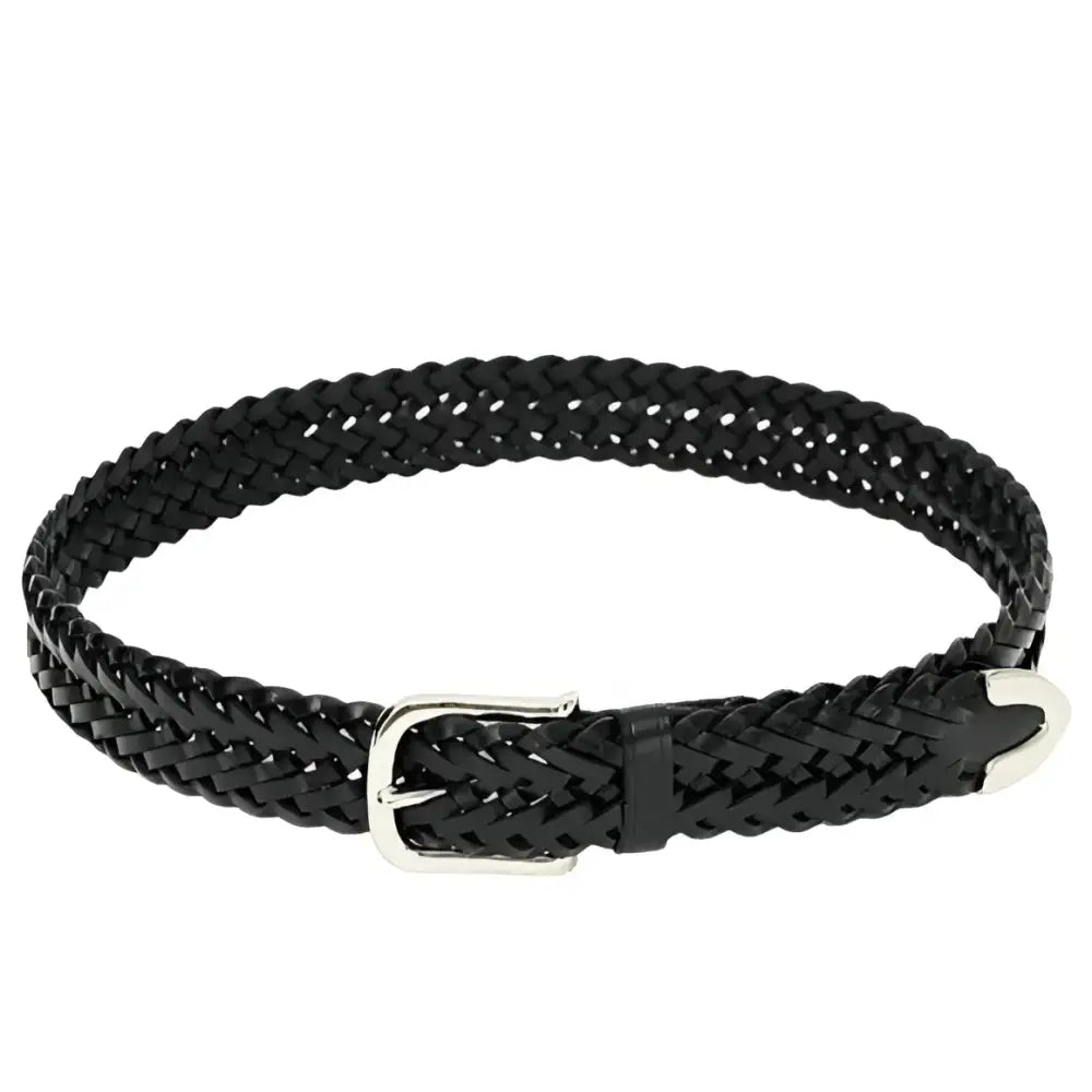 Tobiasz braided leather belt with silver buckle from the Tobiasz Braided Leather Collection