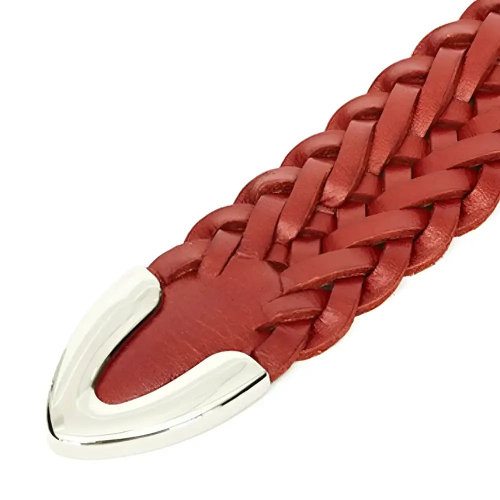 Tobiasz braided leather belt with silver tip from the Tobiasz Braided Leather Collection