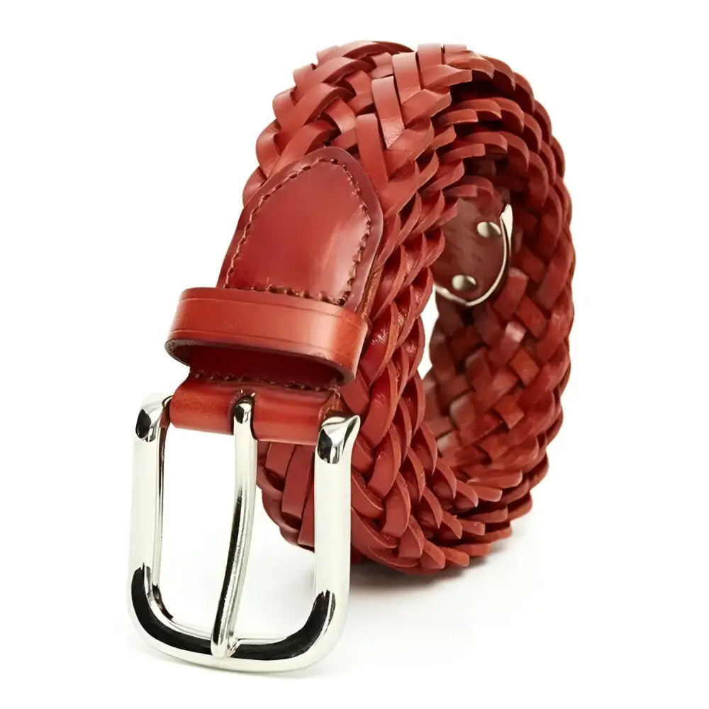 Tobiasz braided leather belt with silver buckle from Tobiasz Braided Leather collection