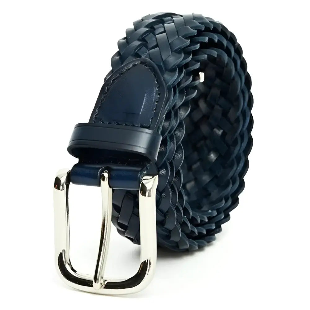 Tobiasz braided leather belt with silver buckle from the Tobiasz Braided Leather collection