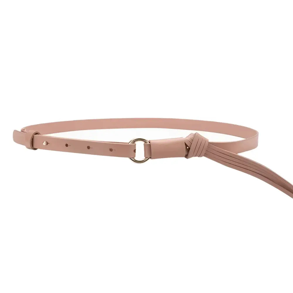 Beige Vagi leather belt with knot from Vagi Leather Belt Collection with Tassels