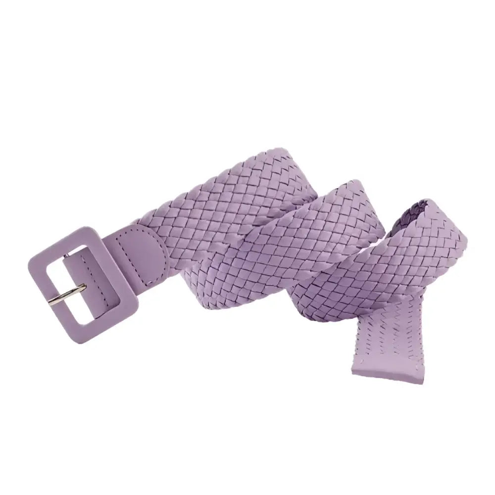 Vavea belt in lavender woven vegan leather with square buckle for stylish accessories