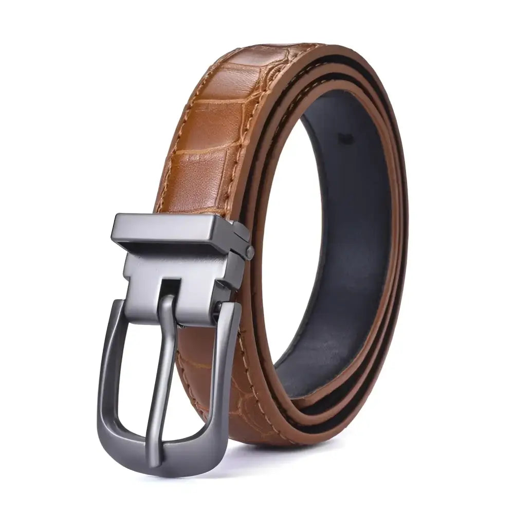 Vegan faux belt in brown pink with metal buckle from Vegan Faux Belts collection