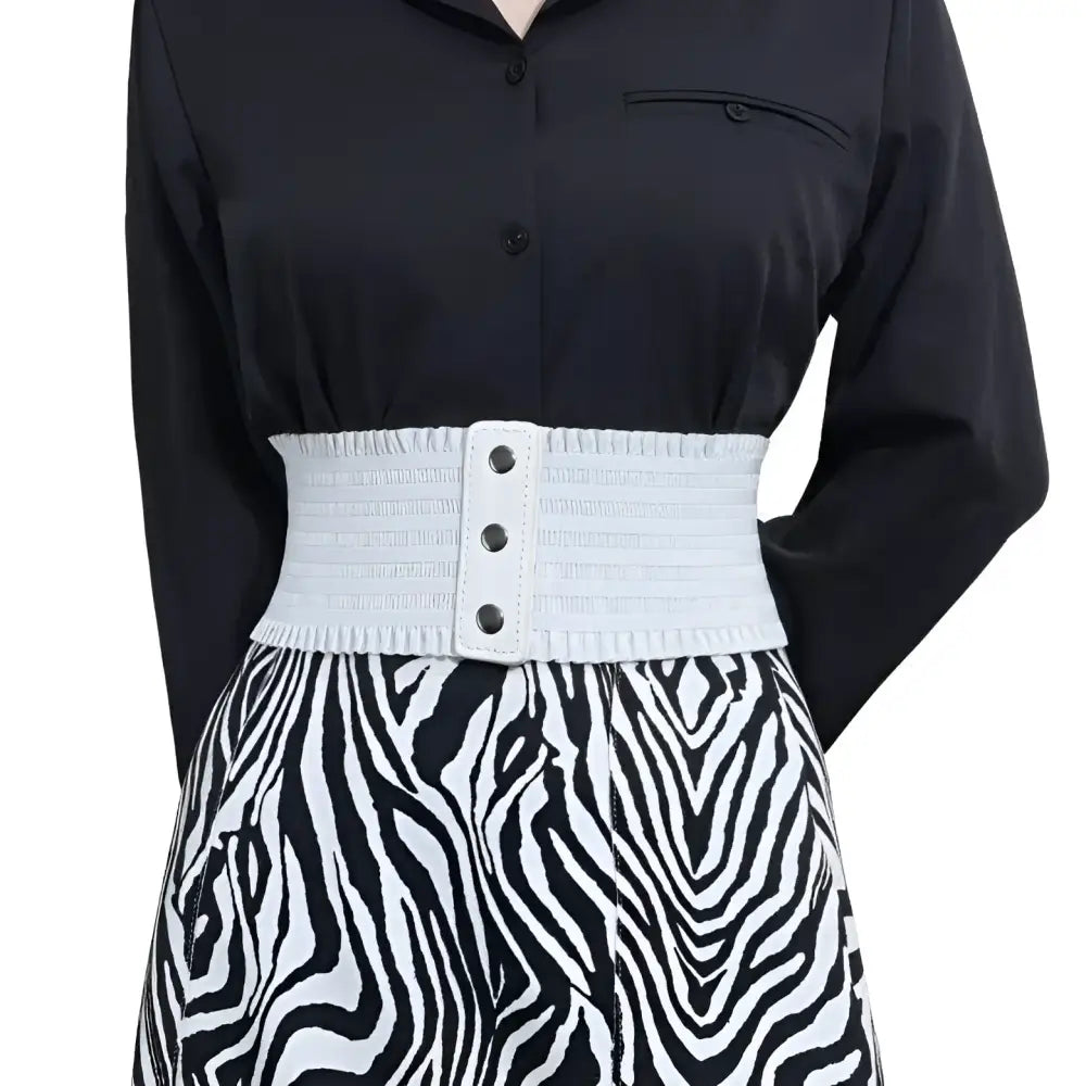 White elastic waist belt with buttons from the White Elastic Waist Belt with Buttons and Black Corset Belts collection