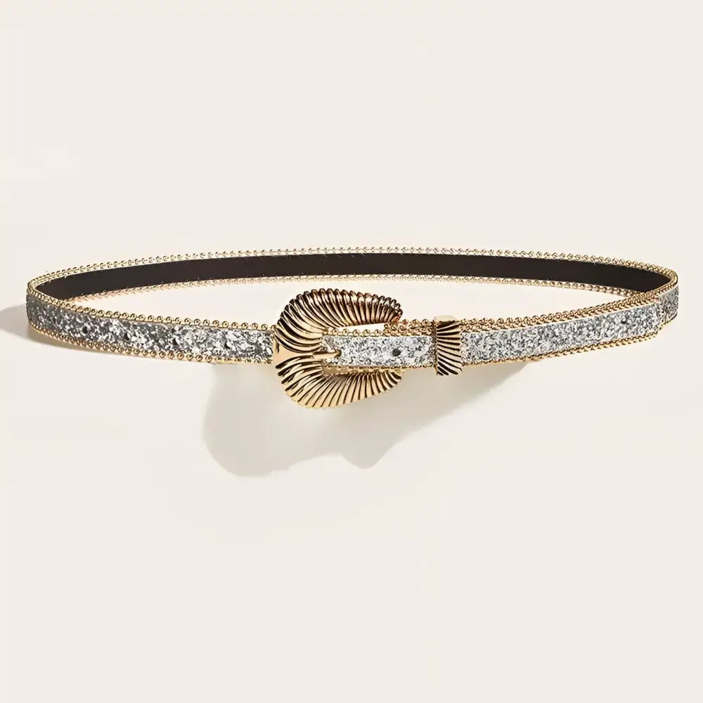 Sparkly Yerema Western Rhinestone Belt with Ornate Gold Buckle for Western Style