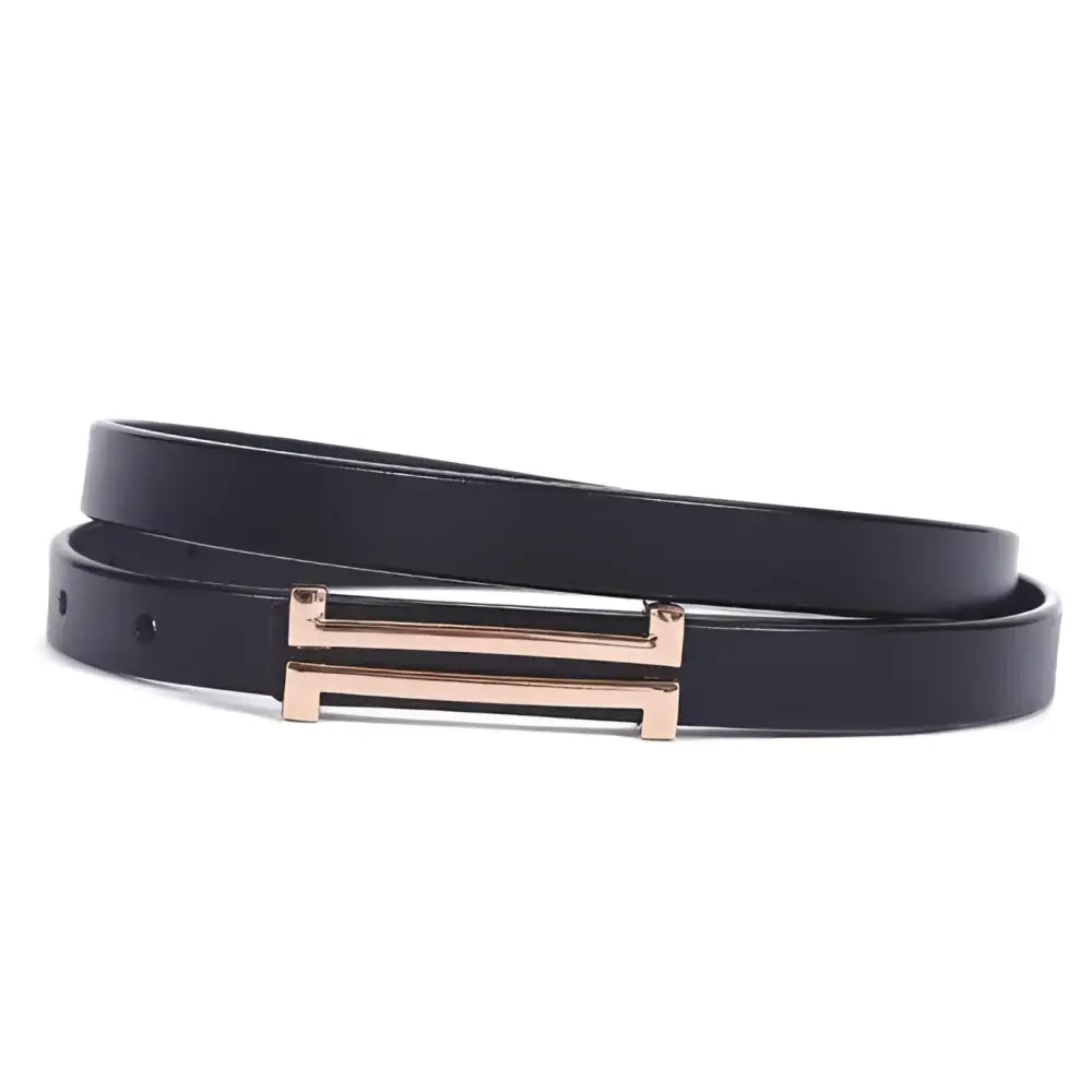 Black leather Zaka women’s belt with gold buckle from Zaka Women’s Belt Collection