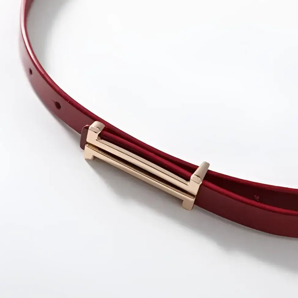 Burgundy Zaka Women’s Belt with Gold Buckle from Zaka Women’s Belt Collection